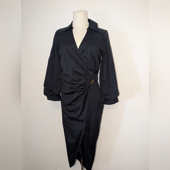 Veronica Beard Afton Black Wrap Dress - Picture 2 of 13